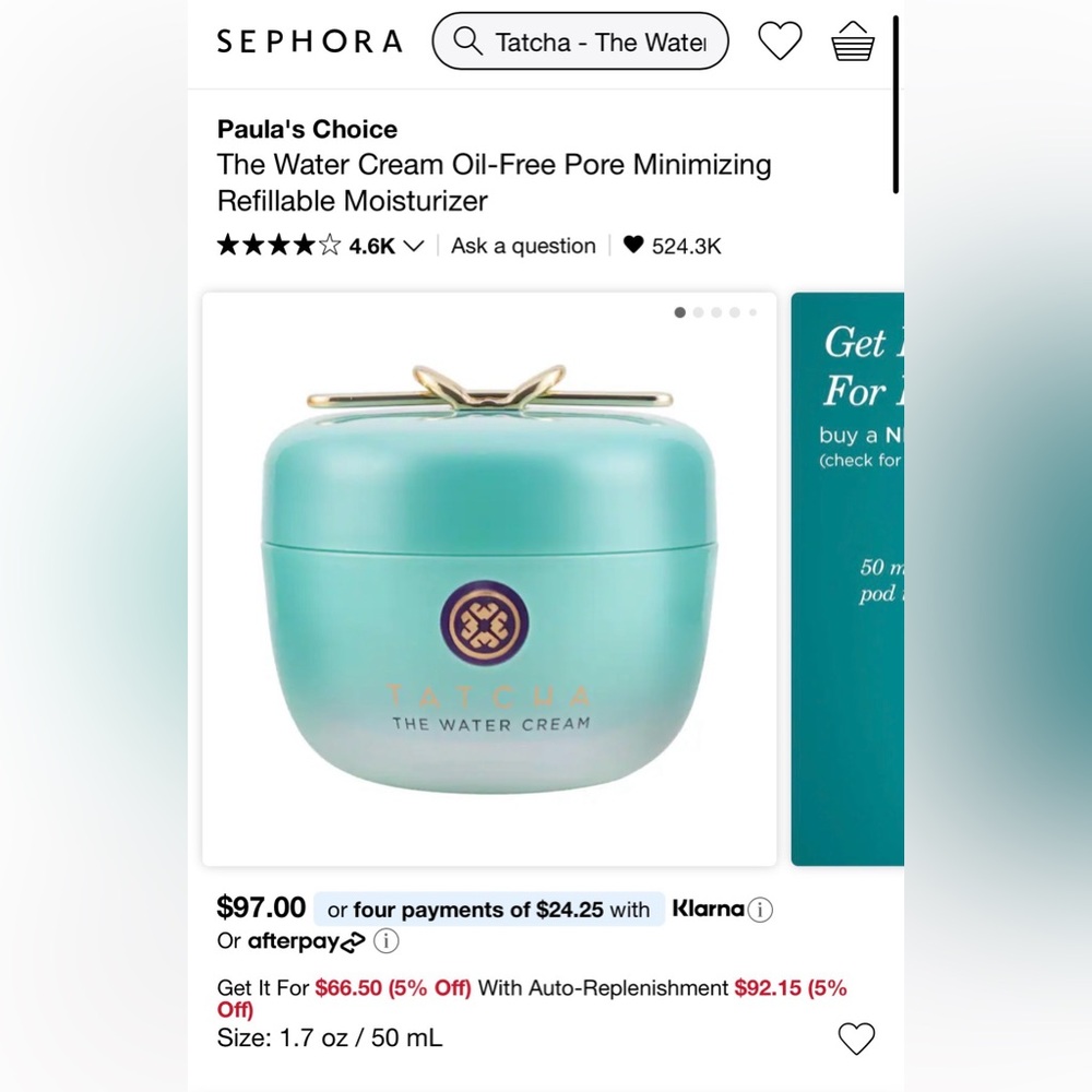 Tatcha The Water Cream